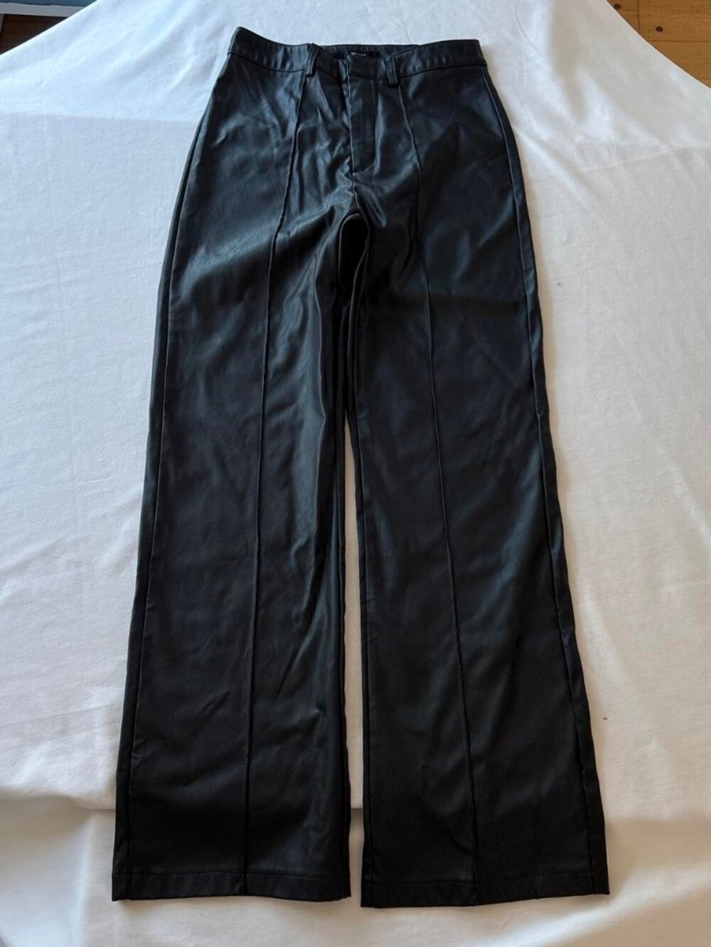 Micas High Rise Faux Leather Wide Leg Trousers Black M